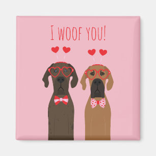 Imán Te Woof Día de San Valentín Great Dane Dogs