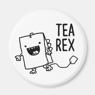 Imán Tea Rex Tea Bag Funny Pun Personalizado