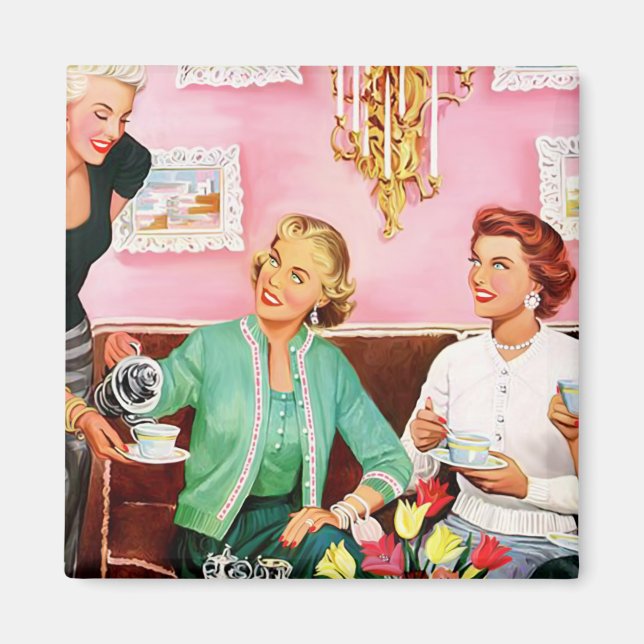 Imán Tea Square Magnet de la tarde de los años 1950 (Frente)