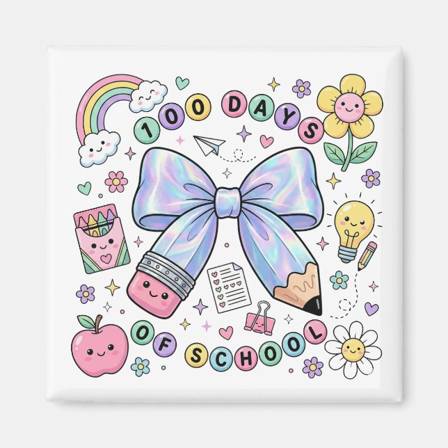 Imán Teacher 100 Days of School Magnet  (Frente)