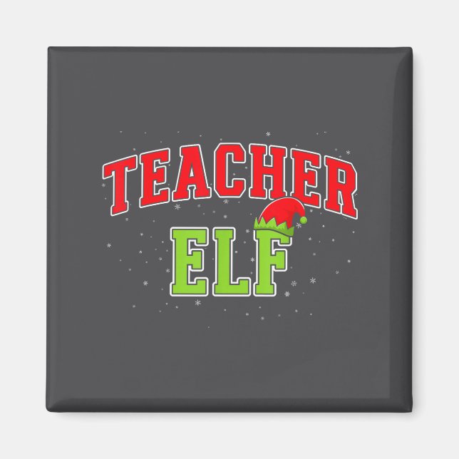 Imán Teacher Elf Christmas Family Matching Group Xmas T (Frente)