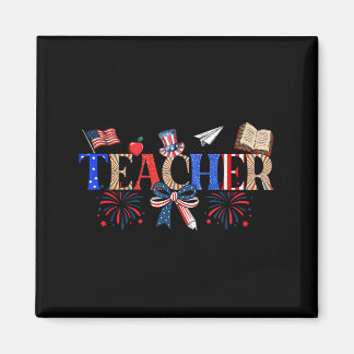Imán Teacher Patriotic 1776 Independence Day Artwork