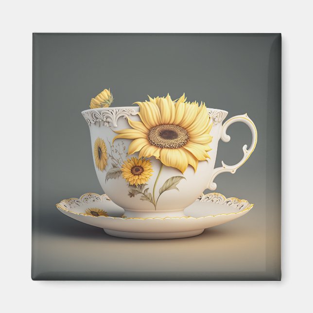 Imán Teacup de girasol (Frente)