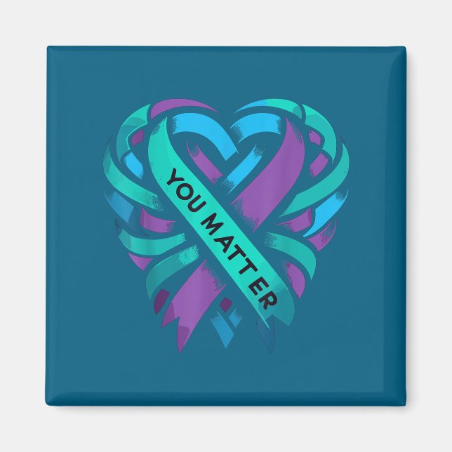 Imán Teal Purple Heart You Suicide Prevention Awareness (Frente)
