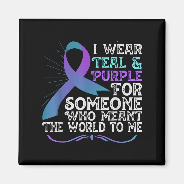 Imán Teal Purple Ribbon For Suicide Prevention Awarenes (Frente)