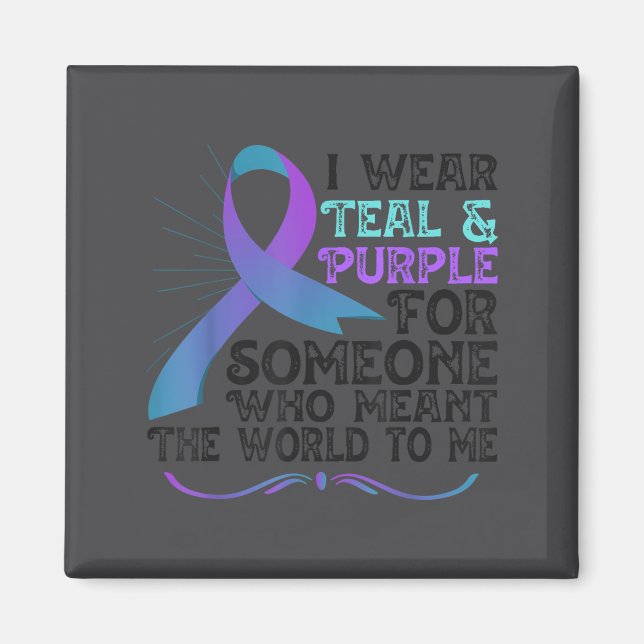 Imán Teal Purple Ribbon For Suicide Prevention Awarenes (Frente)