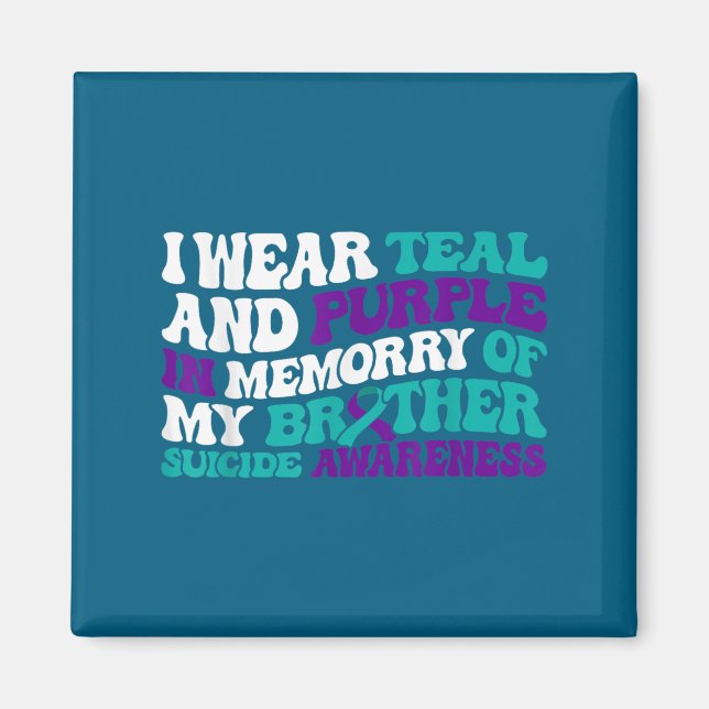 Imán Teal Purple Ribbon Suicide Awareness Brother Aware (Frente)