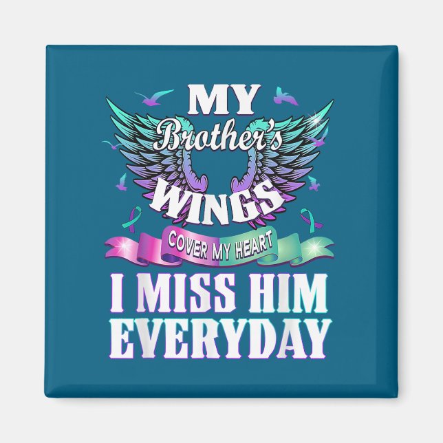 Imán Teal Purple Ribbon Suicide Awareness Flag I Miss M (Frente)