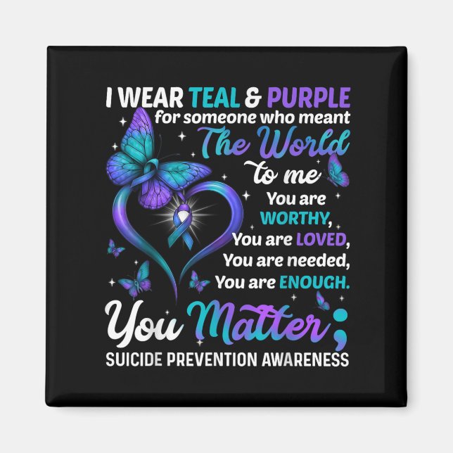 Imán Teal Purple You Suicide Prevention Awareness Month (Frente)