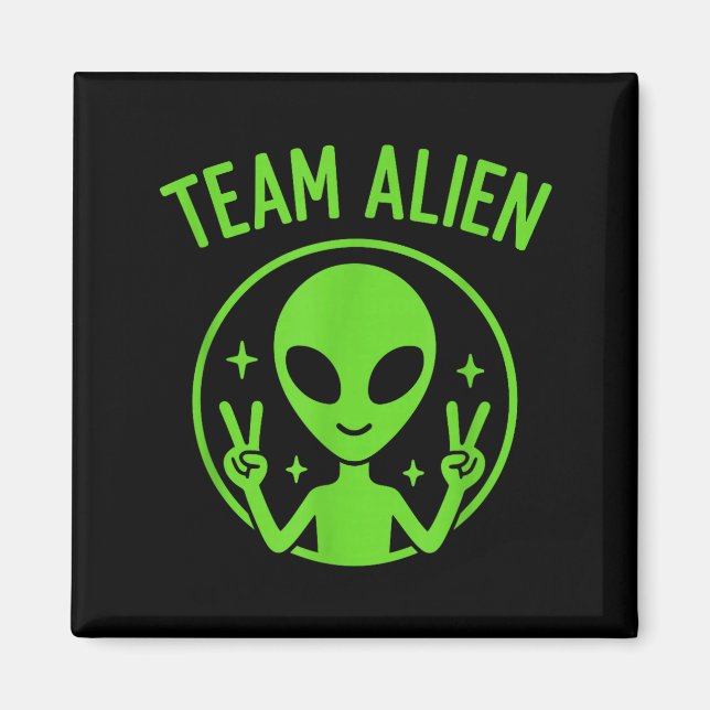 Imán Team Alien – Funny Green Extraterrestrial Peace Si (Frente)
