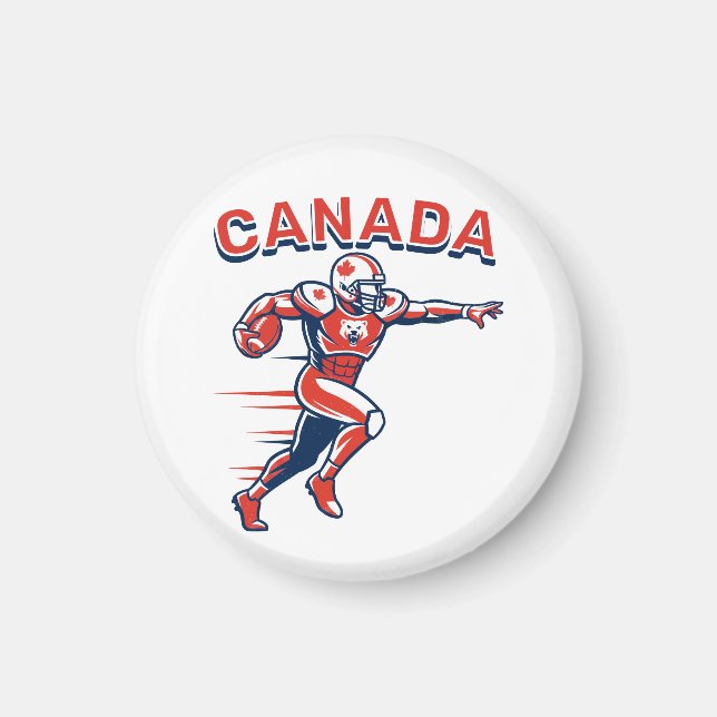 Imán Team Canada Football Dynamic Patriotic Athlete Art (Frente)
