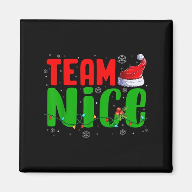 Imán Team Naughty Nice Santa Hat Funny Christmas Matchi (Frente)