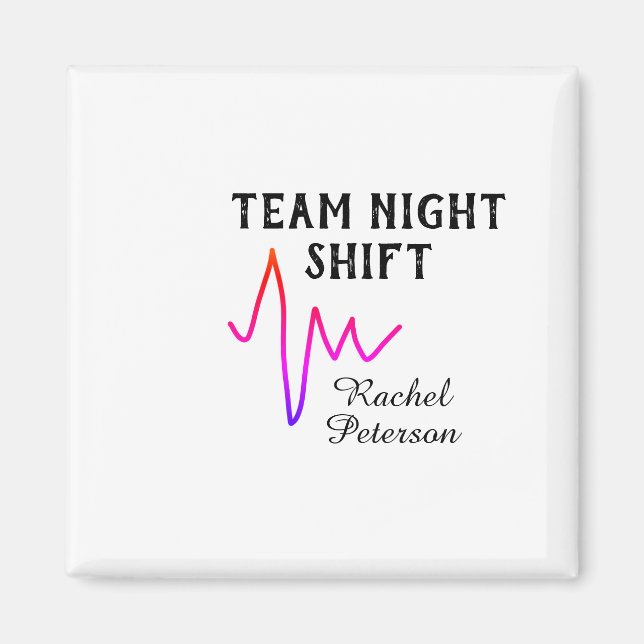 Imán Team night shift nurse doctor medical name heart l (Frente)