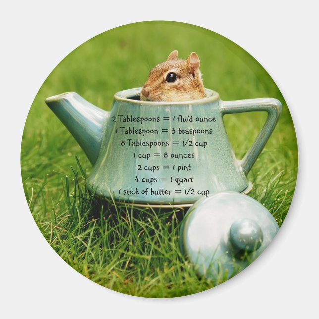Imán Teapot Chipmunk Measurement Equivalents Magnet (Frente)