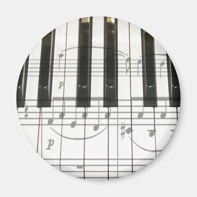 Imán Teclado de piano y notas de música (Frente)