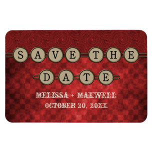 Imán Teclas rojas de Steampunk Save the Date Flexi Magn