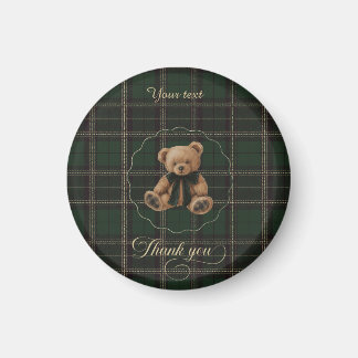 Imán Teddy Bear Green Tartan 