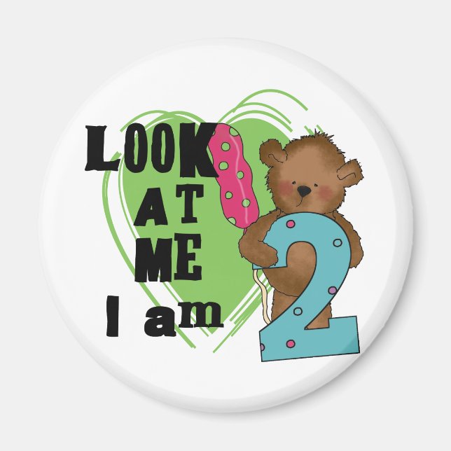 Imán Teddy Bear Tengo 2 camisetas de cumpleaños y regal (Frente)