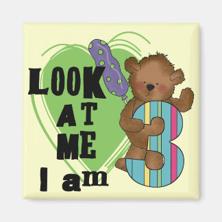 Imán Teddy Bear Tengo 3 camisetas de cumpleaños y regal