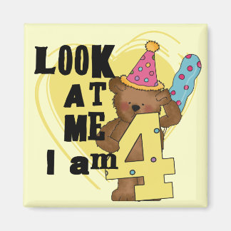 Imán Teddy Bear Tengo 4 Camisas de Cumpleaños y Regalos