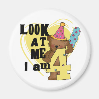 Imán Teddy Bear Tengo 4 Camisas de Cumpleaños y Regalos