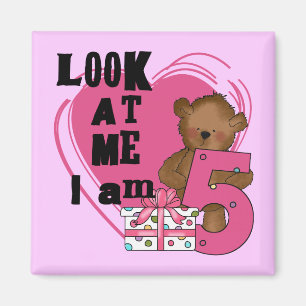 Imán Teddy Bear Tengo 5 camisetas de cumpleaños y regal