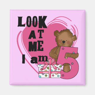 Imán Teddy Bear Tengo 5 camisetas de cumpleaños y regal