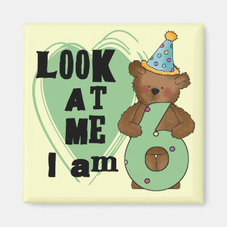Imán Teddy Bear Tengo 6 Camisetas de cumpleaños y regal