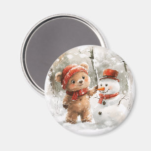 Imán Teddy Bear y Snowman