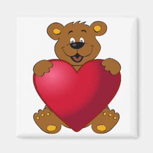 Imán Teddybear feliz con el dibujo animado del corazón