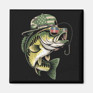 Imán Teens boy camo bass fishing american flag fishing