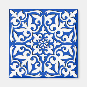 Imán Teja marroquí - azul y blanco de cobalto