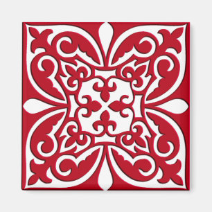 Imán Teja marroquí - rojo oscuro y blanca