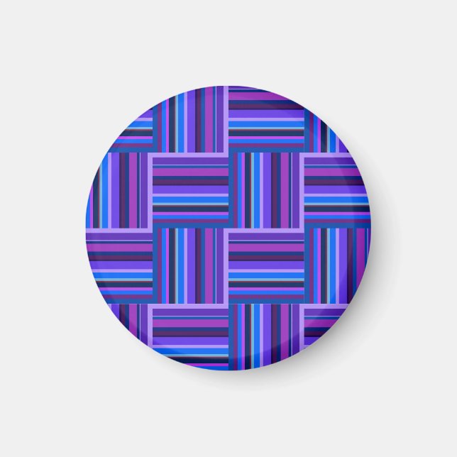 Imán Tejidos de rayas azules y violetas (Frente)