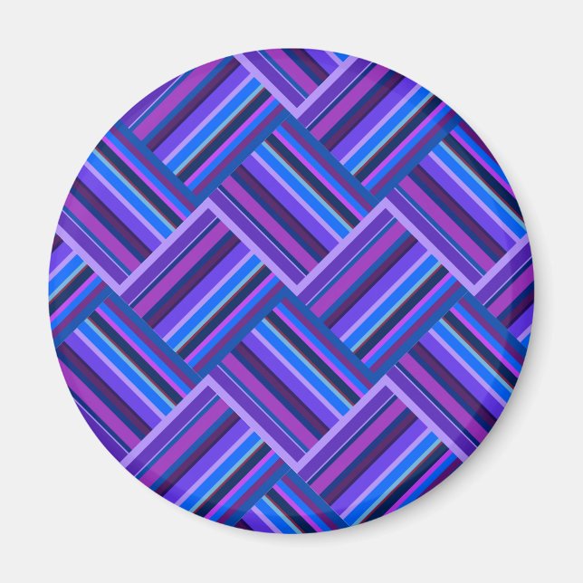 Imán Tejidos de rayas azules y violetas (Frente)