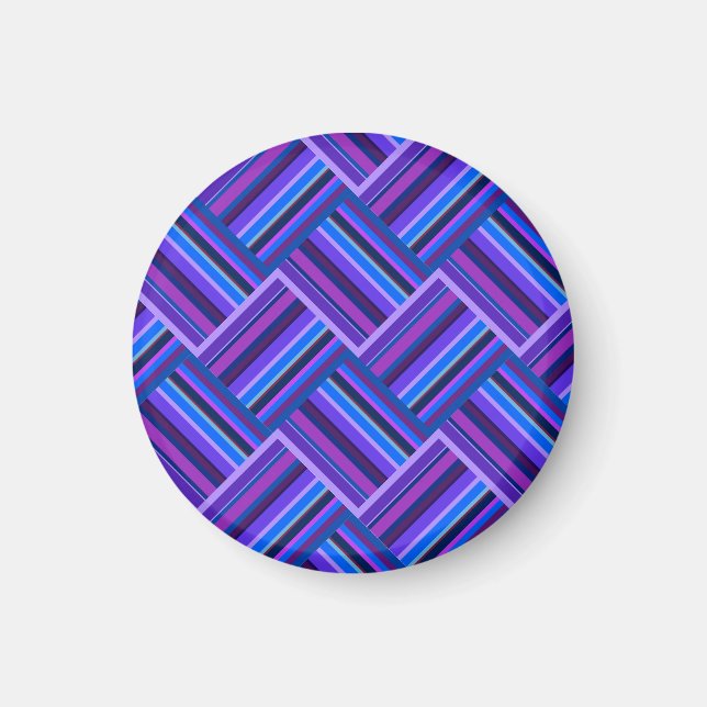 Imán Tejidos de rayas azules y violetas (Frente)