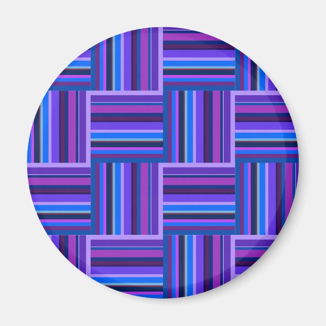 Imán Tejidos de rayas azules y violetas (Frente)