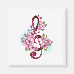 Imán Tejidos musicales notas de colores con flores de S