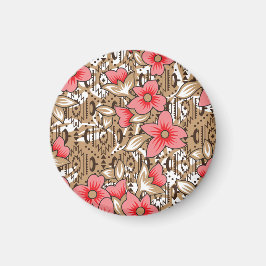 Imán Tejidos rojos vibrantes con intrincados florales y