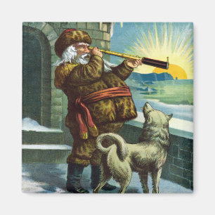 Imán Telescopio Perro Atardecer Santa Claus Navidad Vin