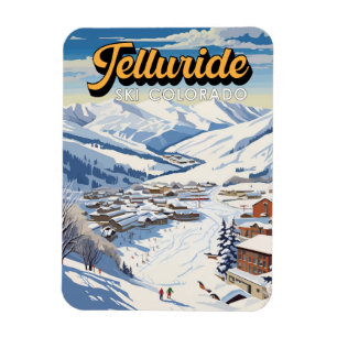 Imán Telluride Colorado Winter Travel Art Vintage