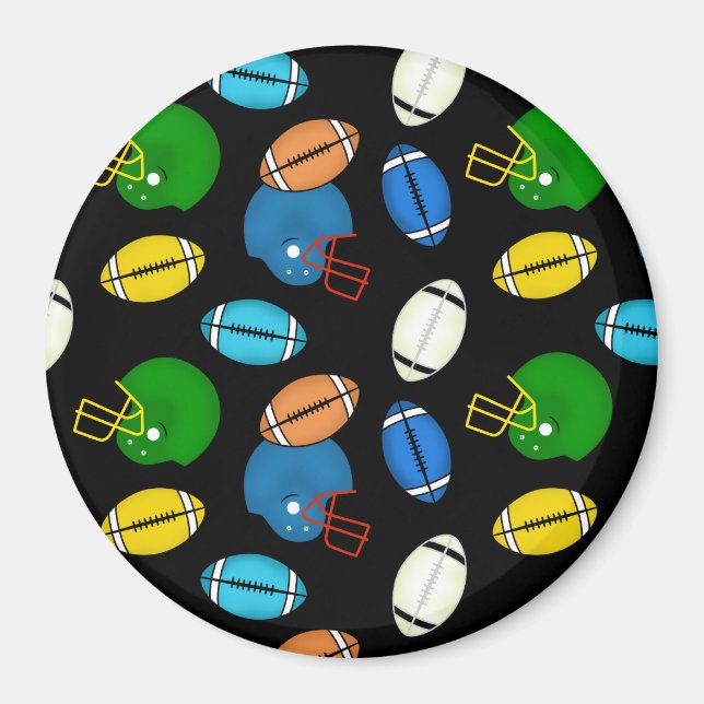Imán tema de balones de fútbol y cascos (Frente)