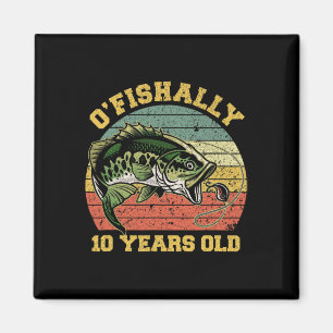Imán Tema de cumpleaños de pesca de 10 años 'O'fishally