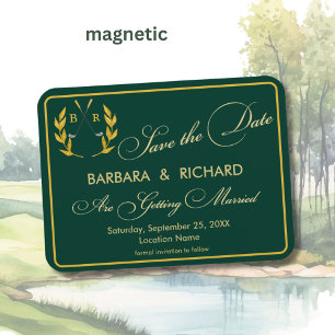 Imán Tema de Golf Monograma Boda Save the Date