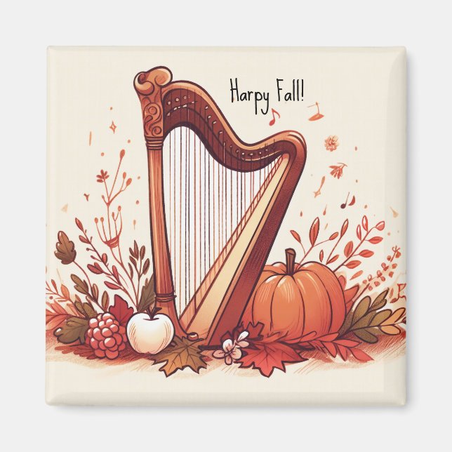 Imán Tema de otoño personalizado Harp Pumpkin Magnet (Frente)