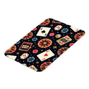 Imán tema de patrón de casino en negro