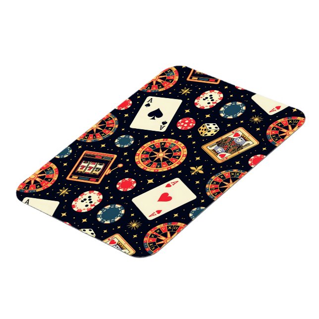 Imán tema de patrón de casino en negro (Lado Izquierdo)