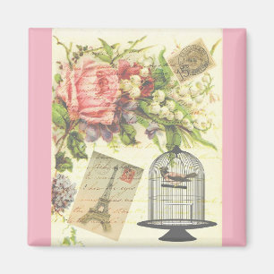 Imán Tema francés rosa Vintage Paris Magnet