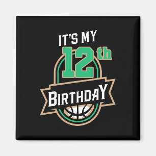 Imán Temática de cumpleaños de mi bisketbyll de doce añ