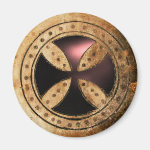 Imán TEMPLAR ANTIGUO Gema de Onyx negro CRUZ